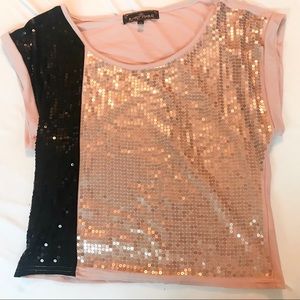 Rose Gold/Black Sequin Top